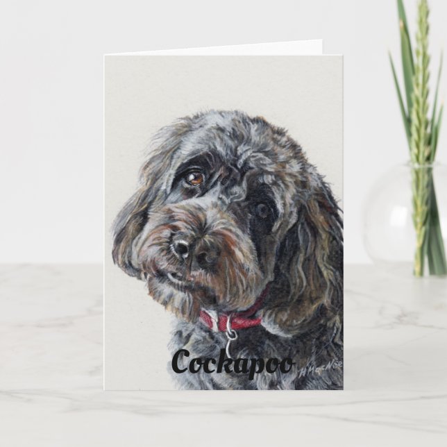 Cockapoo hund art kort (Framsida)