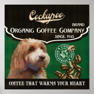 Cockapoo Hund Art Poster- Organic Coffee Company Poster
