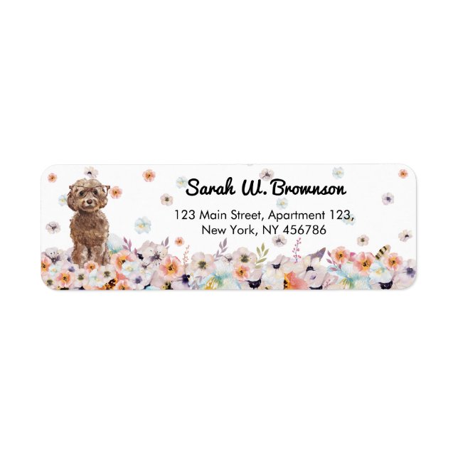 Cockapoo Hund aveln Returadress Etikett (Framsidan)