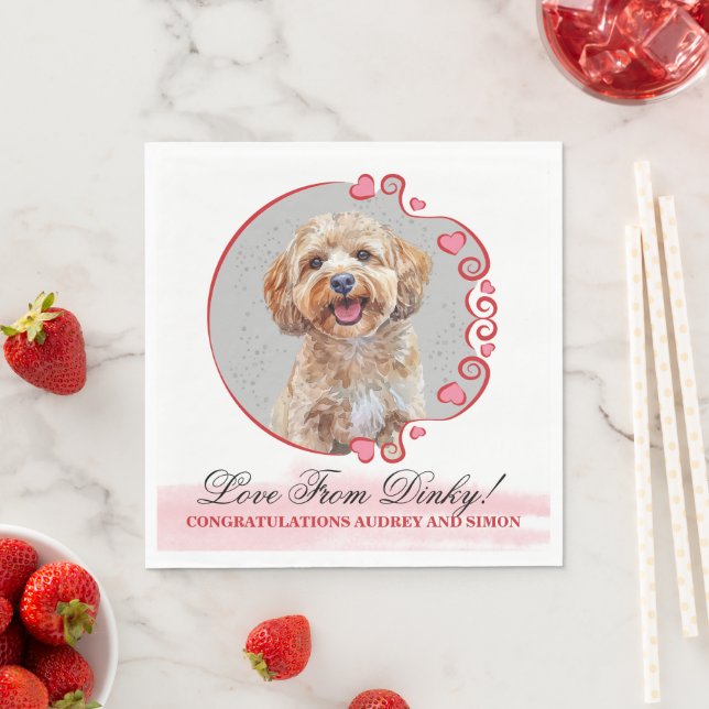 Cockapoo Hund Bröllop Napkins with Hundar Photo Pappersservett (Insitu)
