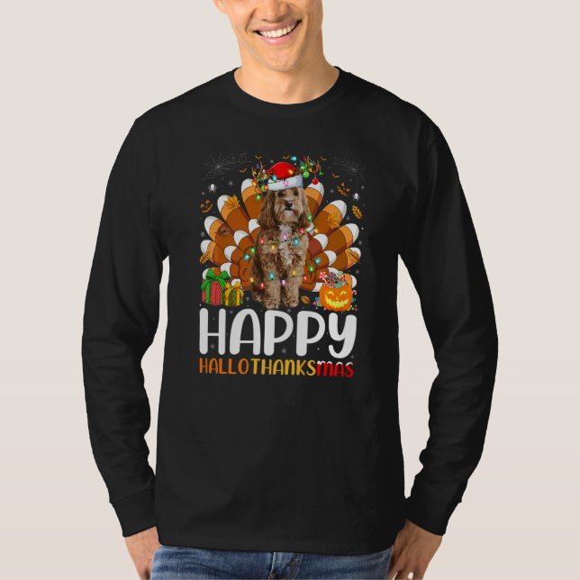Cockapoo Hund Halloween Jul Glad Hallothank T Shirt (Framsida)