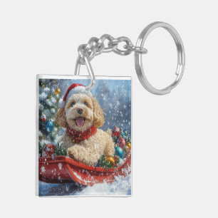 Cockapoo Hund i Släde Låt det Snöa Jul