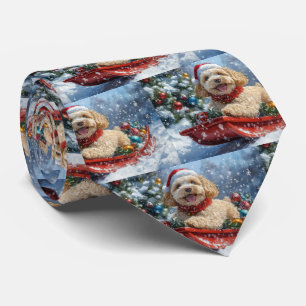 Cockapoo Hund i Sledge Låt det snöa jul Slips