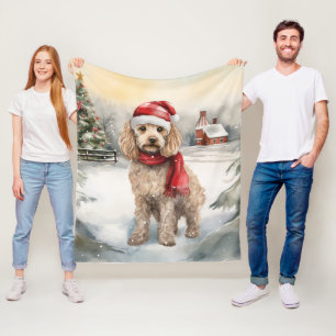 Cockapoo Hund i Snö-julen Fleecefilt