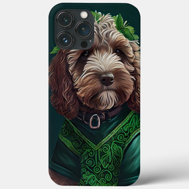 Cockapoo Hund i St. Patrick Dress (Baksida)