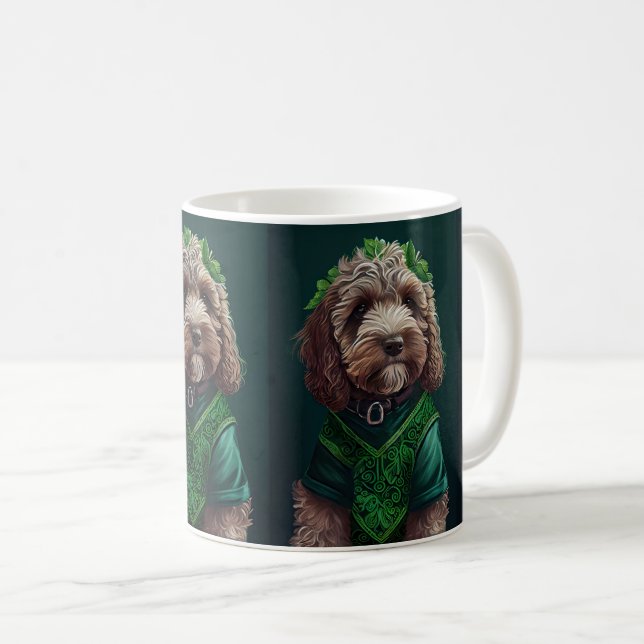 Cockapoo Hund i St. Patrick Dress Kaffemugg (Framsida höger)