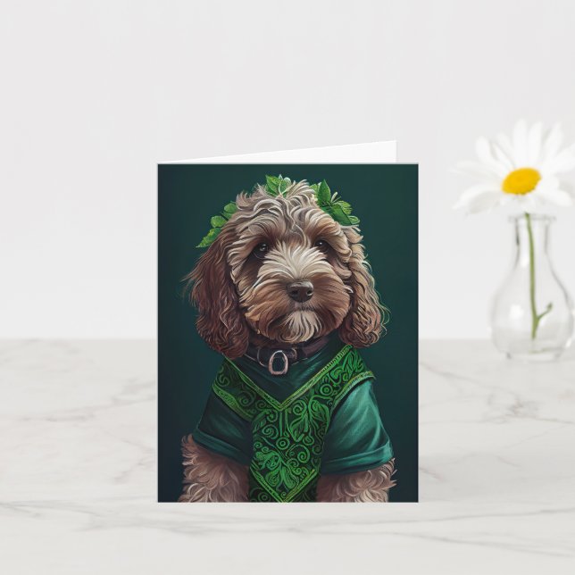 Cockapoo Hund i St. Patrick Dress Kort (Liten växt)