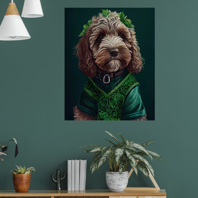 Cockapoo Hund i St. Patrick Dress Poster (Vardagsrum 1)