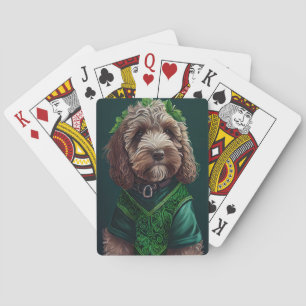 Cockapoo-hund i St. Patrick's Day-dräkt Casinokort