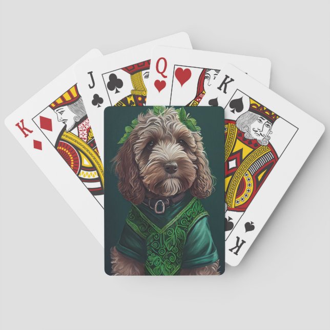 Cockapoo-hund i St. Patrick's Day-dräkt Casinokort (Baksidan)