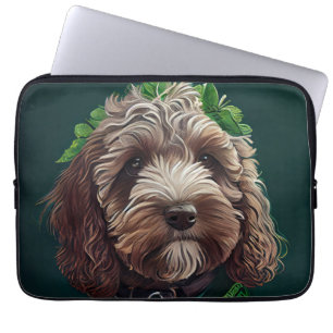 Cockapoo-hund i St. Patrick's Day-dräkt Laptop Fodral