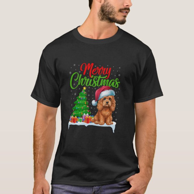 Cockapoo Hund Julgran Ljus Julafton Cockapoo D T Shirt (Framsida)