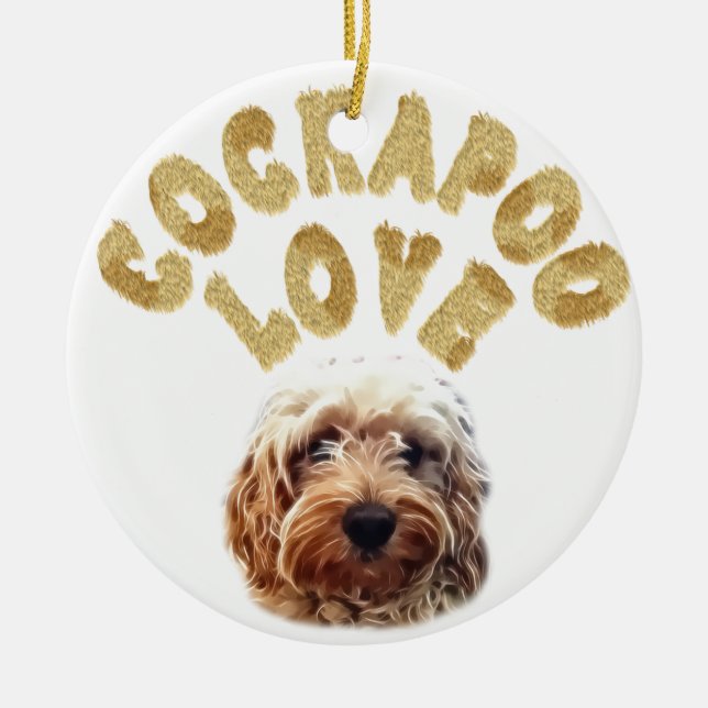 Cockapoo hund julgransprydnad keramik (Framsidan)