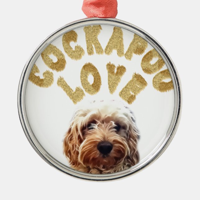 Cockapoo hund julgransprydnad metall (Framsidan)