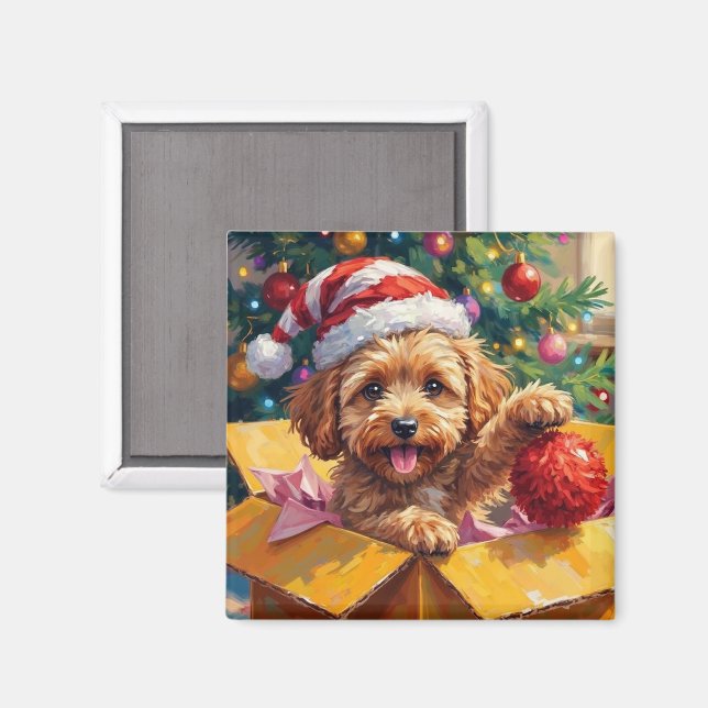 Cockapoo Hund Julklappsöverraskning Magnet (Front/Back)