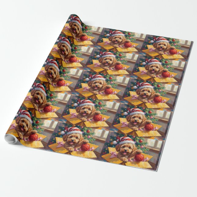 Cockapoo Hund Julklappsöverraskning Presentpapper (Utrullad)