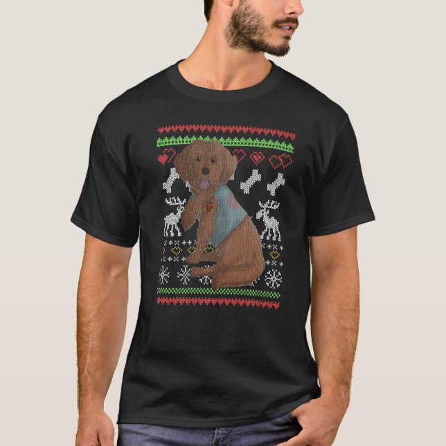 Cockapoo Hund Jultomten Ugly jul Mönster X T Shirt (Framsida)