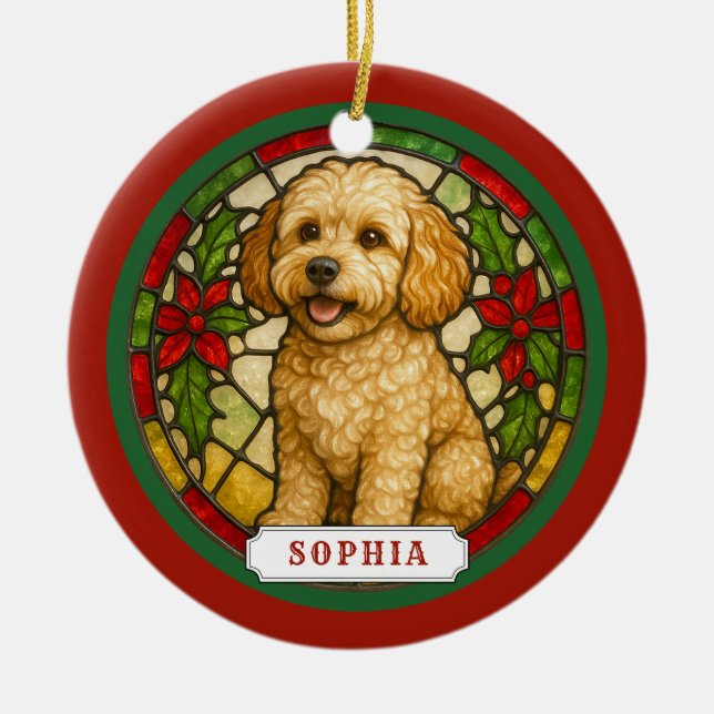 Cockapoo Hund Keramisk Cirkulär Ornament (Framsidan)