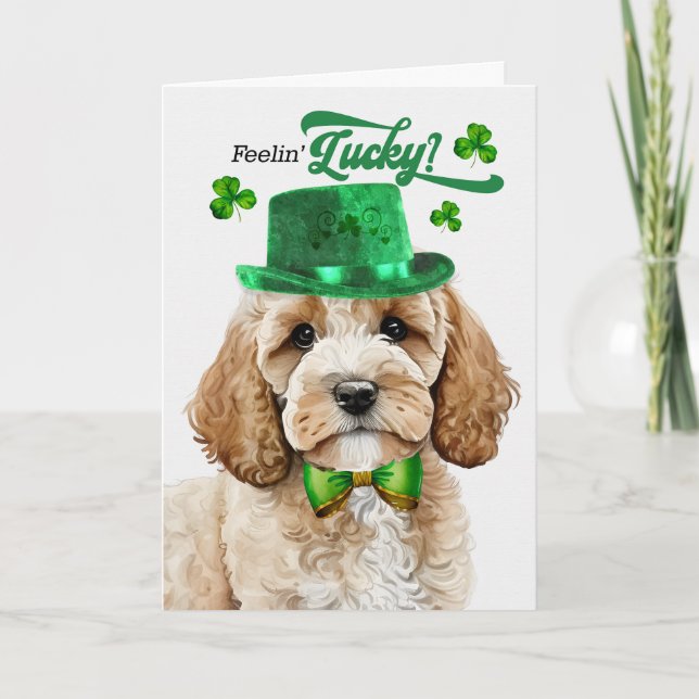 Cockapoo-hund Lucky St Patrick's Day Helgkort (Framsida)