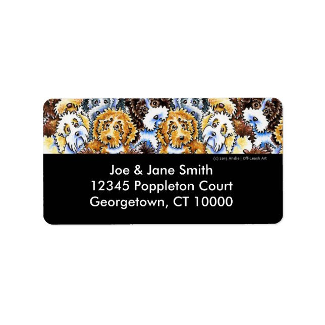 Cockapoo Hund Pack Black Adressetikett (Framsidan)