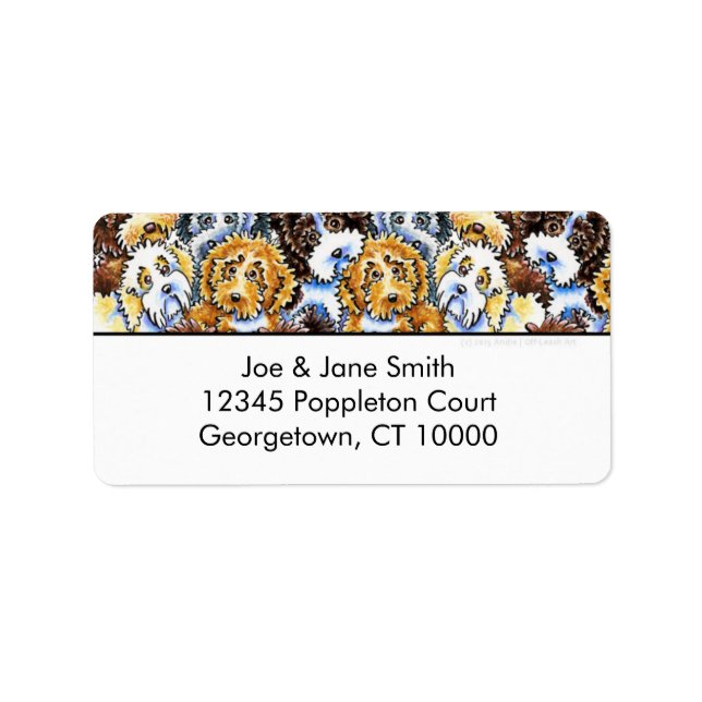 Cockapoo Hund Pack White Adressetikett (Framsidan)