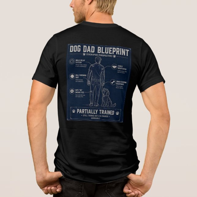 Cockapoo Hund Pappa Ritning T-Shirt (Baksida)