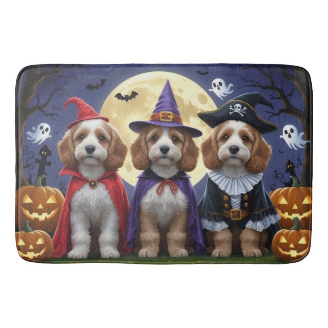 Cockapoo Hund Pumpkin Halloween Funny Badrumsmatta (Framsidan)