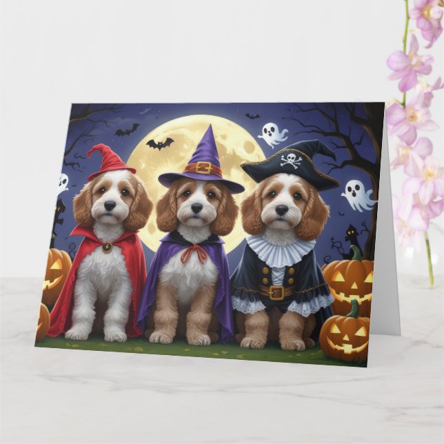 Cockapoo Hund Pumpkin Halloween Funny Kort (Orkide)