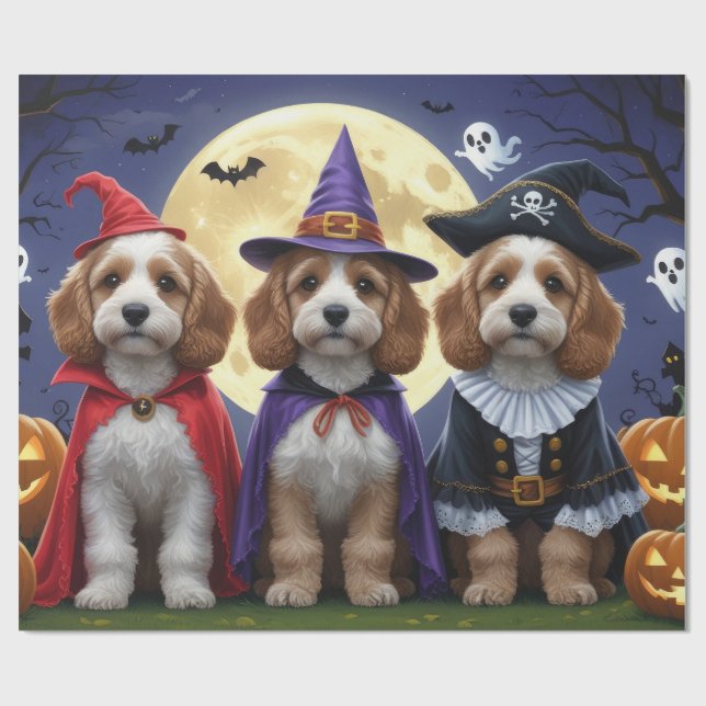 Cockapoo Hund Pumpkin Halloween Funny Presentpapper (Platt)