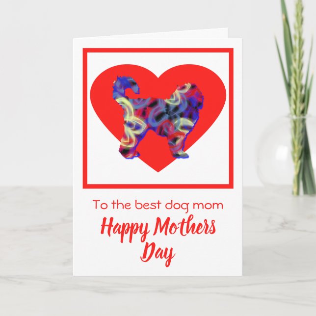 Cockapoo Hund Red Heart Mor's Day Card Tack Kort (Framsida)