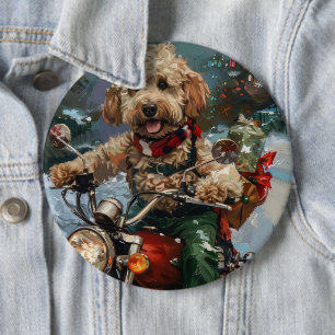 Cockapoo Hund Riding Motorcykel jul Knapp