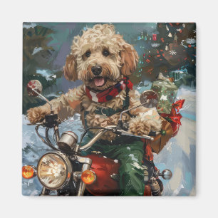 Cockapoo Hund Riding Motorcykel jul Magnet