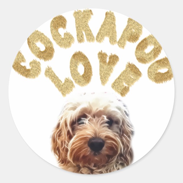 Cockapoo Hund Runt Klistermärke (Framsida)