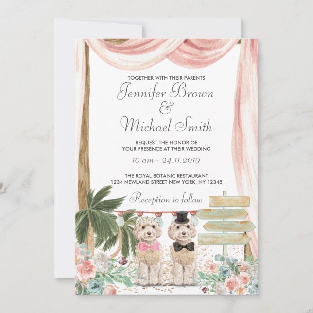 Cockapoo Hund Rustic Inbjudningar (Framsida)