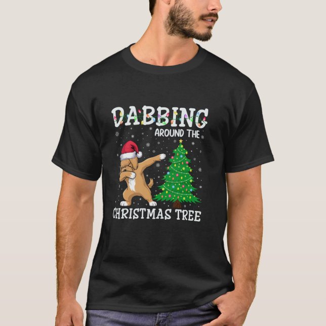 Cockapoo Hund Santa Hat Dabbing runt Christma T Shirt (Framsida)