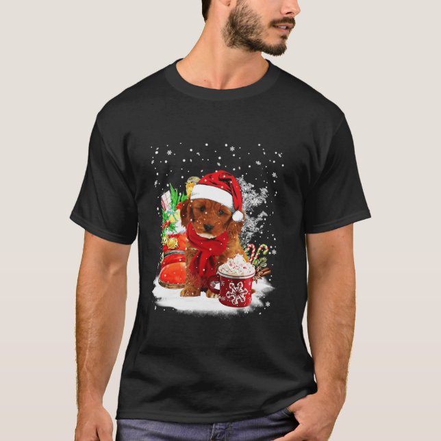 Cockapoo Hund Santa Hat-julgåvor Kopp på julvinter T Shirt (Framsida)