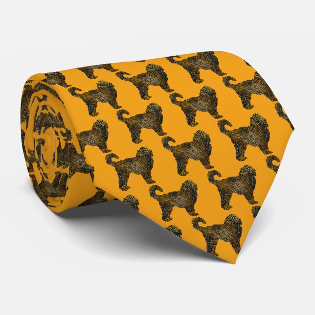 Cockapoo Hund Silhouette Halloween Orange Nacke Slips (Rullad)