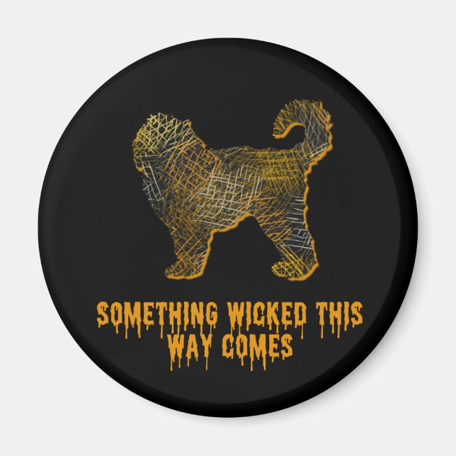 Cockapoo Hund Silhouette Roligt Halloween Magnet (Framsidan)