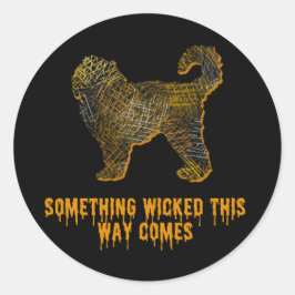 Cockapoo Hund Silhouette Roligt Halloween Runt Klistermärke