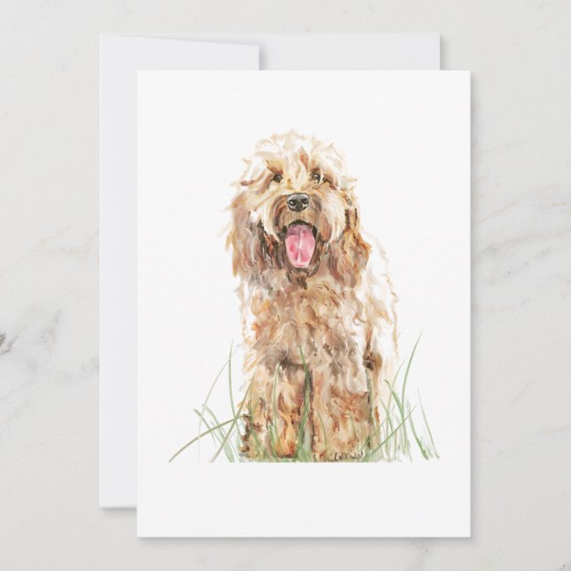 Cockapoo Hund Välkomstkort – Akvarell Djur Konst Kort (Framsida)
