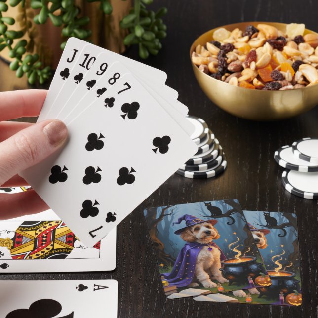 Cockapoo Hund Whimsical Halloween-målning Casinokort (På plats)
