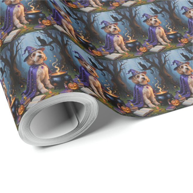 Cockapoo Hund Whimsical Halloween-målning Presentpapper (Rulle Hörn)