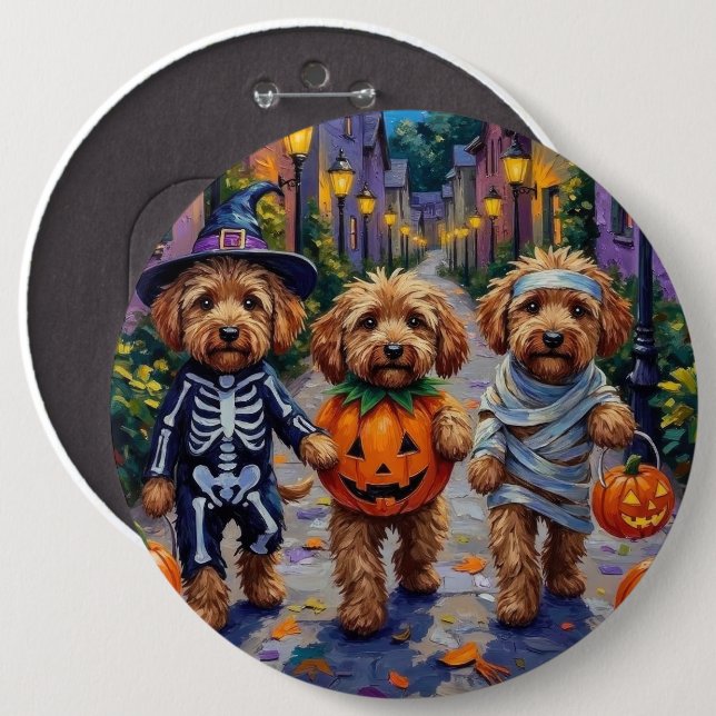 Cockapoo Hundar eller-Buskis Halloween-kostym Knapp (Framsida & baksida)