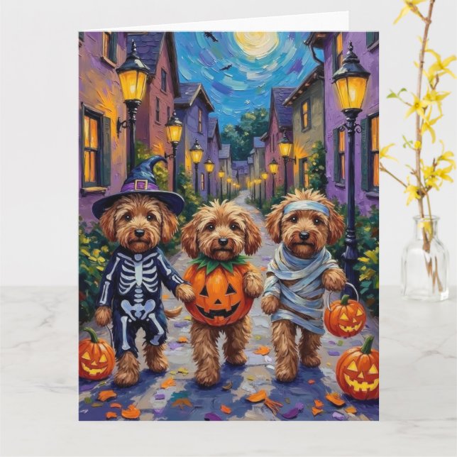 Cockapoo Hundar Halloweenkostym Busar eller Bjuder Kort (Gul blomma)