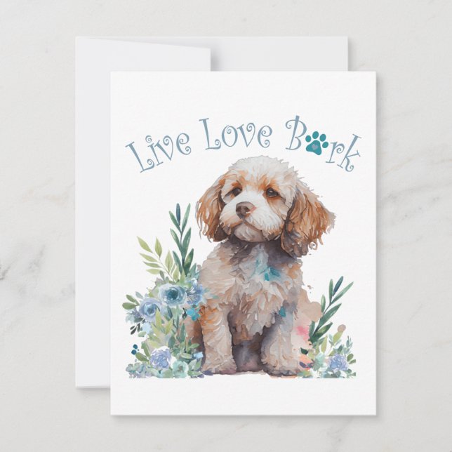 Cockapoo Hundmamma Blommig Anteckningskort (Framsida)