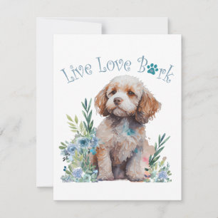 Cockapoo Hundmamma Blommig Anteckningskort