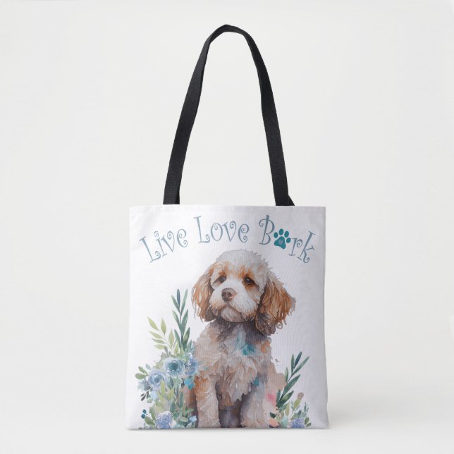 Cockapoo Hundmamma Blommig Tygkasse (Framsida)