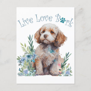 Cockapoo Hundmamma Blommig Vykort