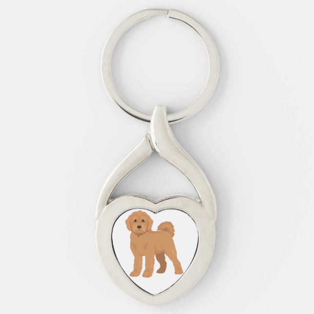 Cockapoo hundmix twisted heart silverfärgad nyckelring (Framsidan)