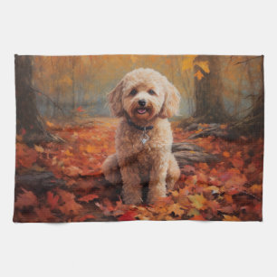 Cockapoo i Höst löv Fall Inspire Kökshandduk